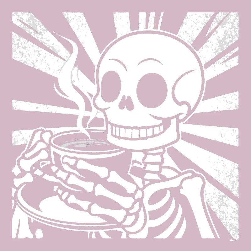 Skeleton drinking coffee
