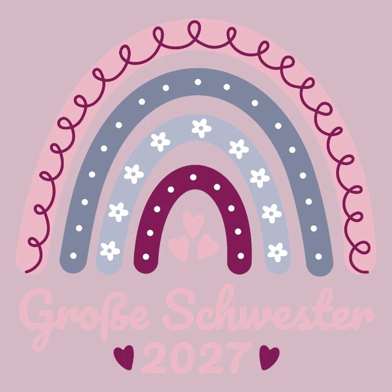 Große Schwester 2027 Boho Regenbogen pastell