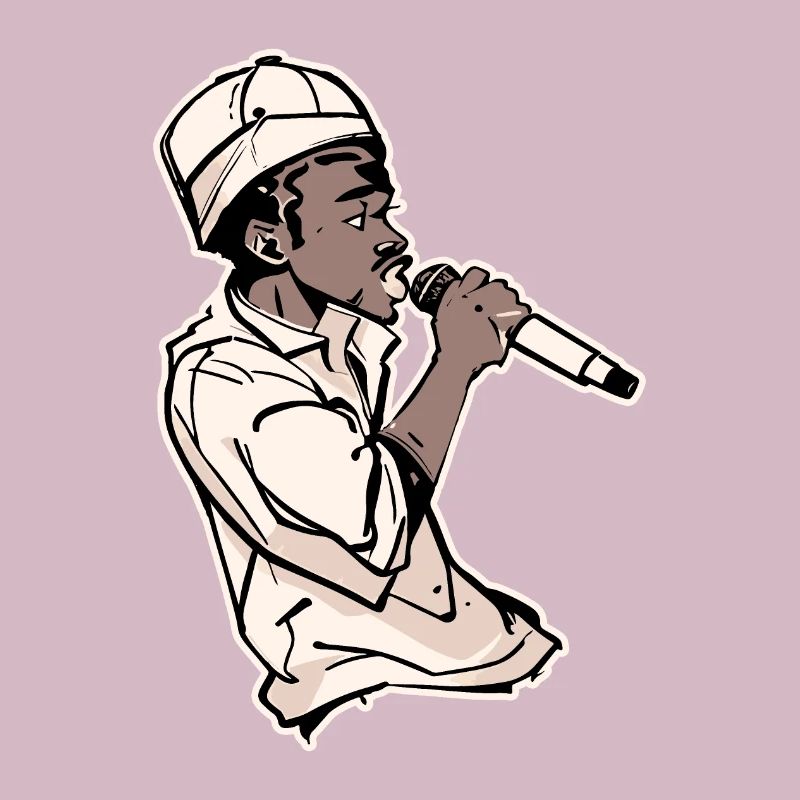 Rapper Holding a Microphone with Stroke (Black)