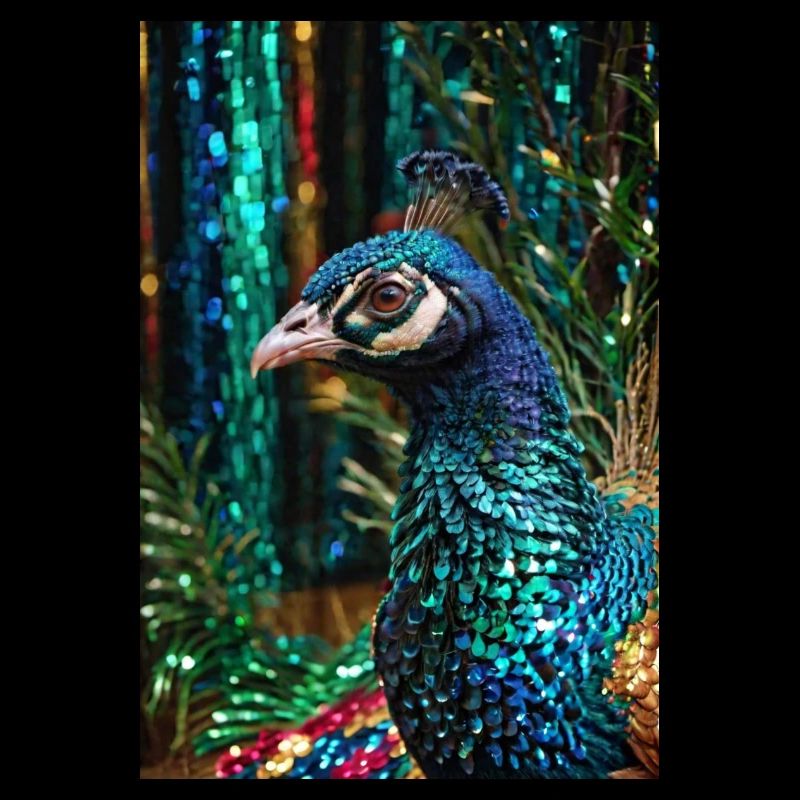 Peacock,colorful,sequins,metallic,blue