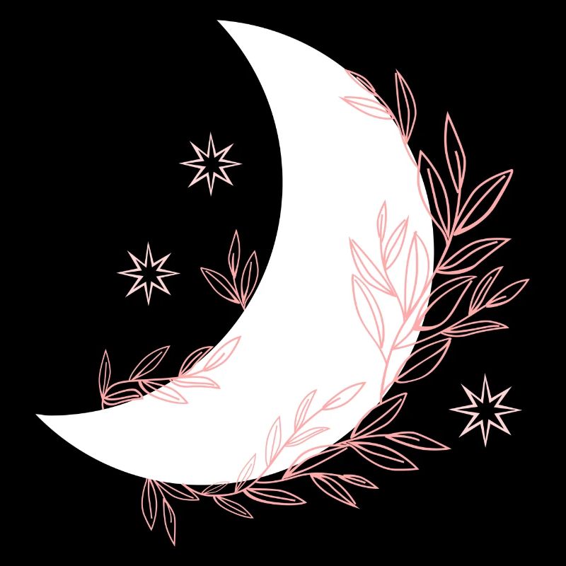 Mond mit Blättern weiß rosa