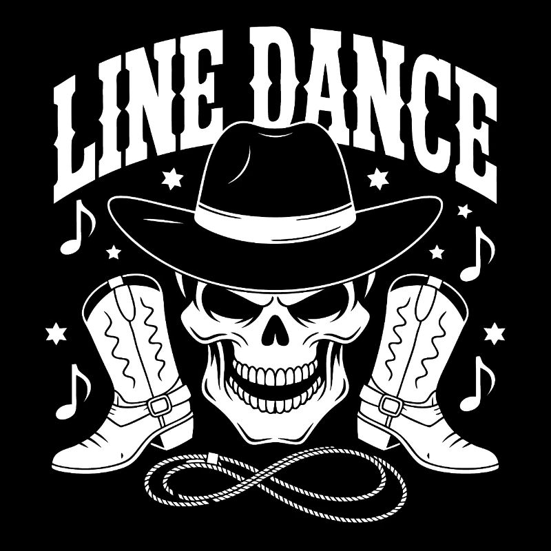 Line Dance Skull with Stetson and Boots and Lasso