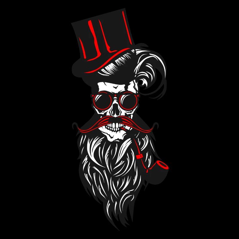 tete de mort Schädel hipster Bart Schnurrbart bärtigen p