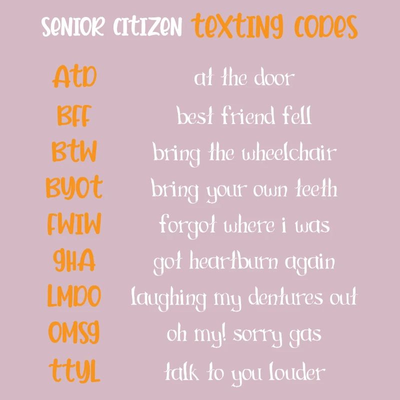 Text codes Senior Citizen or Eldery Person Gesch