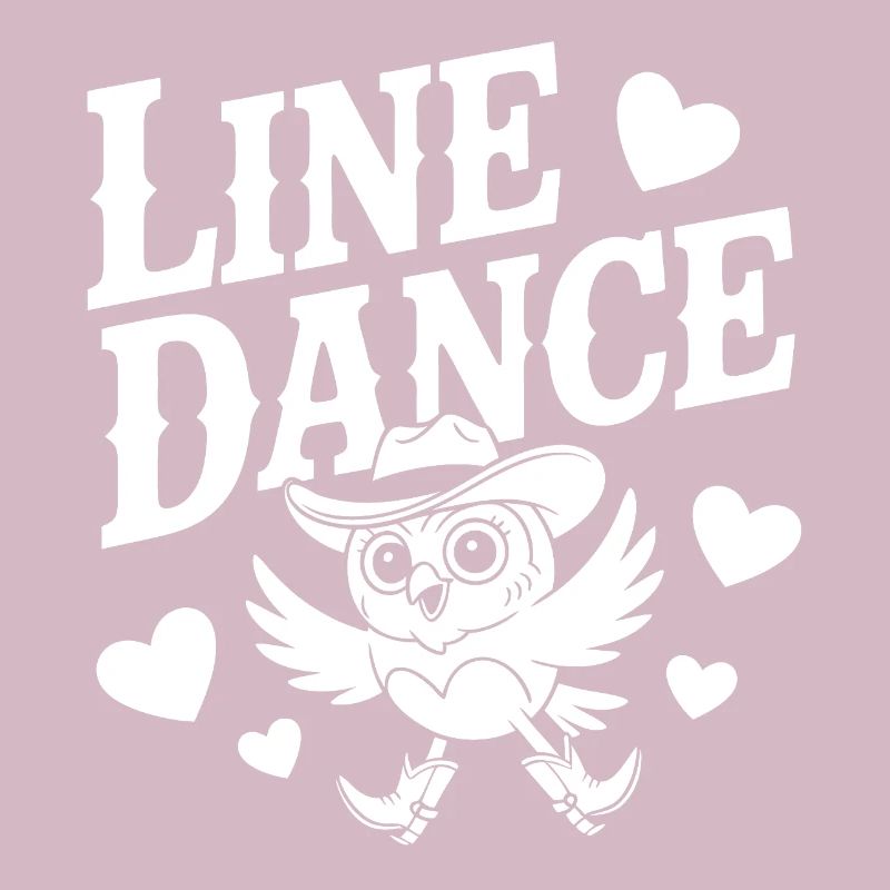 Playful line dance design with owl