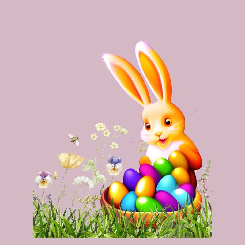 Osterhase mit bunten Eiern