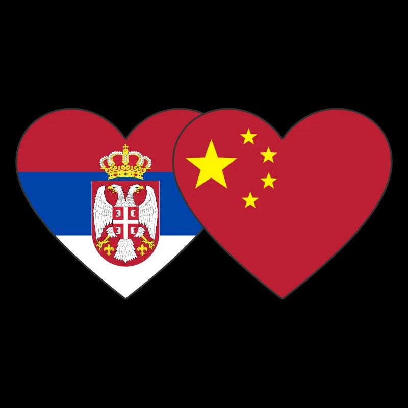 Serbien China Herz Flagge