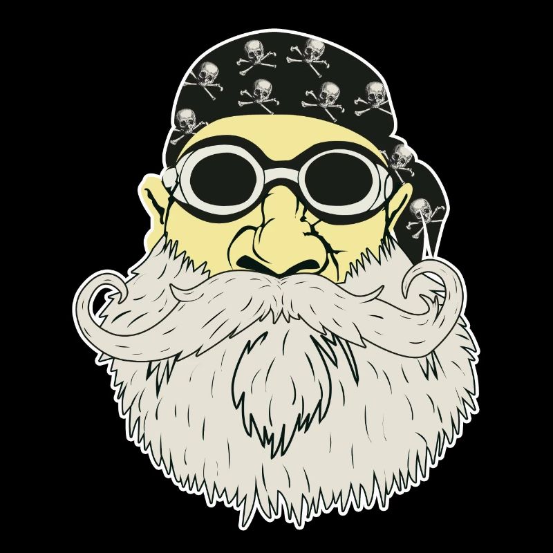 Bart Hipster Rocker Motorrad Totenkopf Geschenk