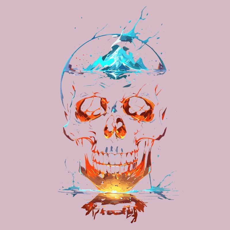 Crâne de Feu et Glace Éclatant