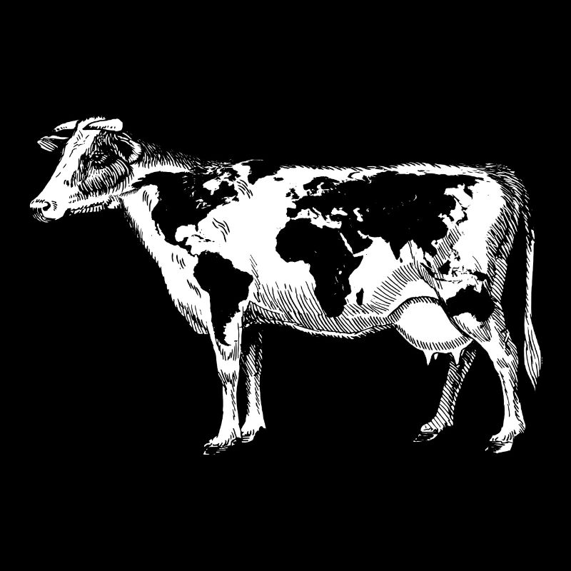 Cow with world map as a spots environmental protection