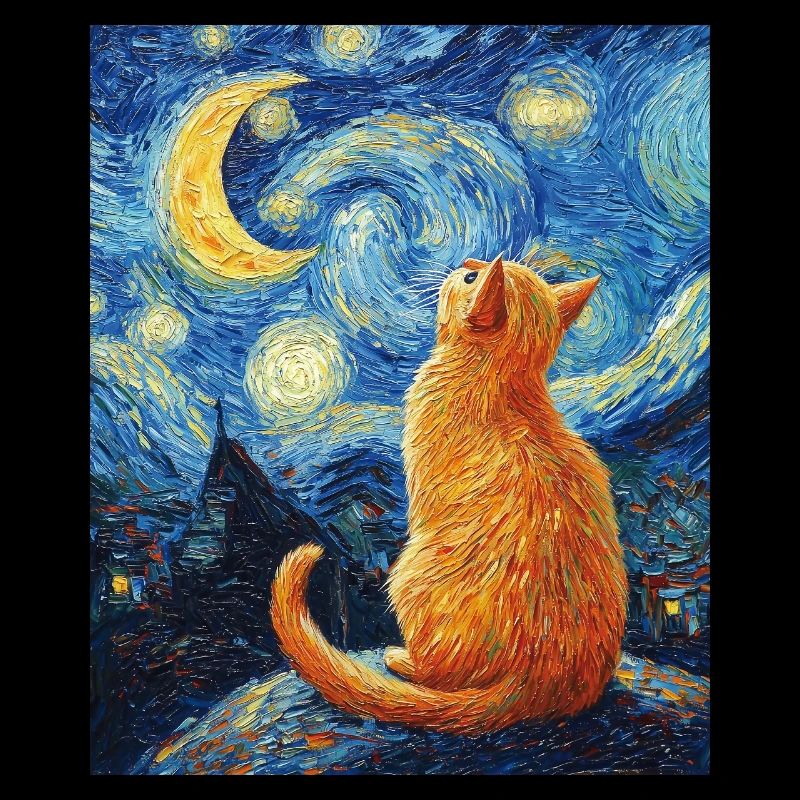 Katze Van Gogh Style