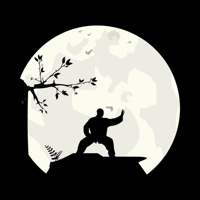 Tai Chi Shadow Boxing Full Moon Moon Silhouette