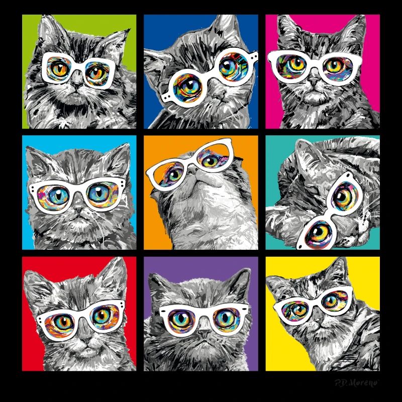 P.D. Moreno Katzen Collage Pop Art