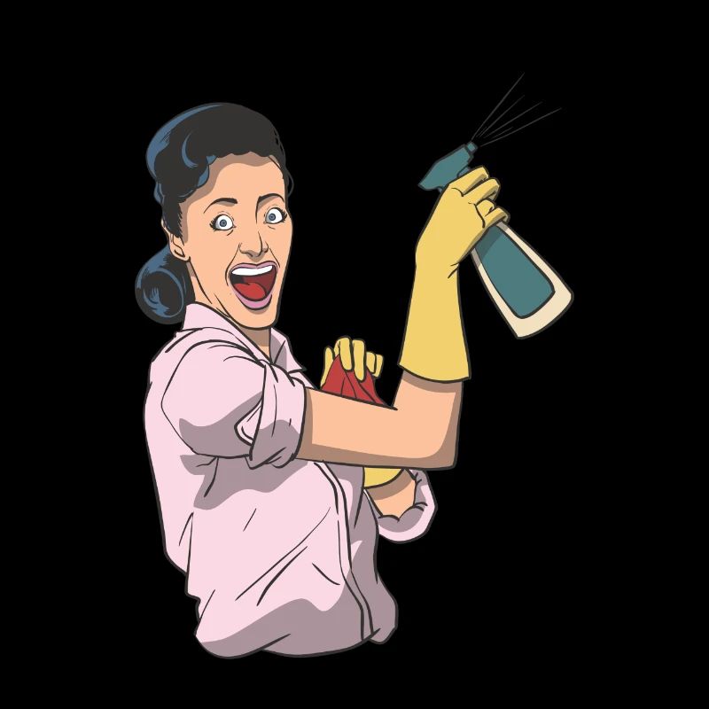 Cleaning lady with detergent vintage