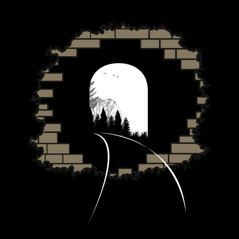Wall breakthrough tunnel train rails gift