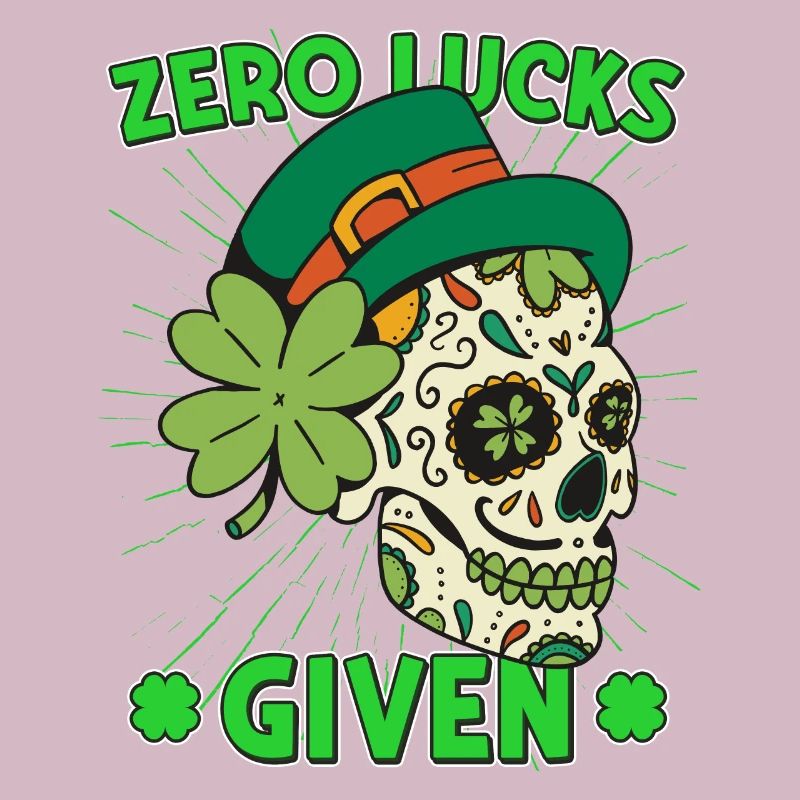 Zero Lucks Given Mardi Gras Skull st patricks day