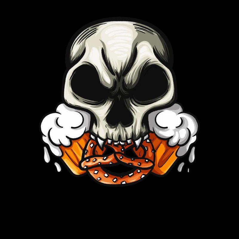 Skull Bretzel Beer Saying Munich