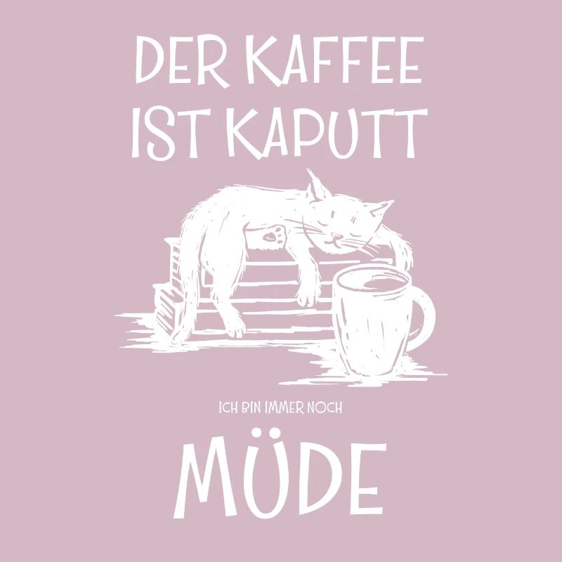 Der Kaffee ist kaputt Katze Kaffeetrinker Müde