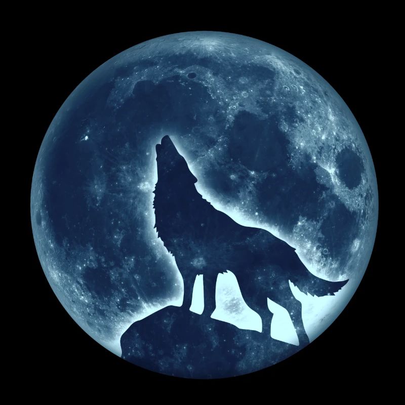 Howling Wolf, full moon, wolves, native, Indians