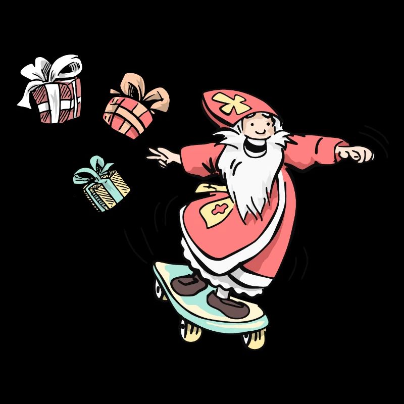Sinterklaas auf einem Skateboard