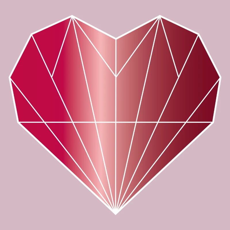 Heart Diamond Ruby Red