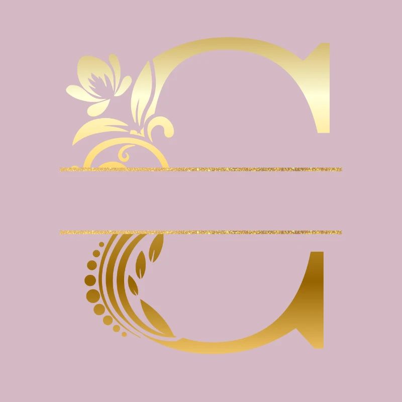 Personalisierter Buchstabe c Gold Blumen - Geschenkidee
