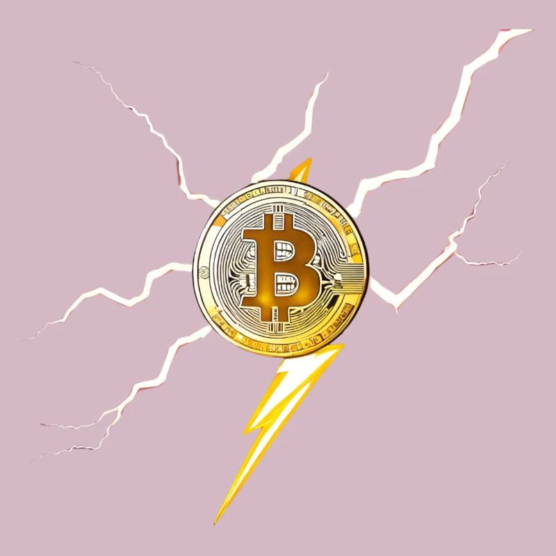 Bitcoin-Logo mit Blitzen