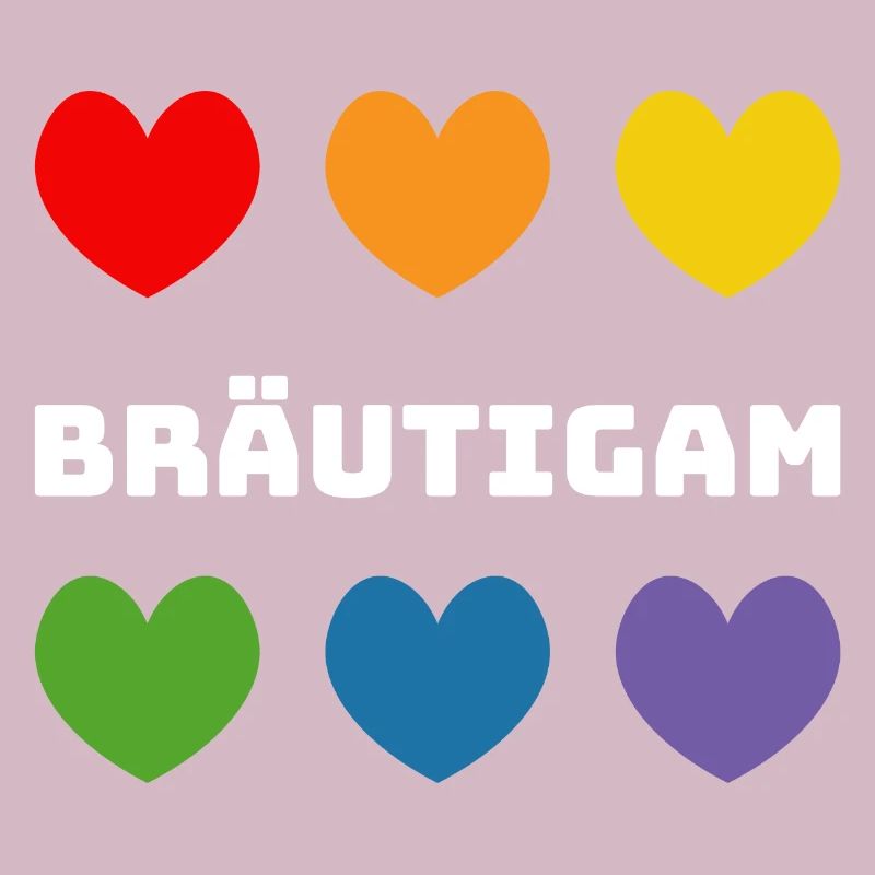 Regenbogenherzchen Braeutigam weiss