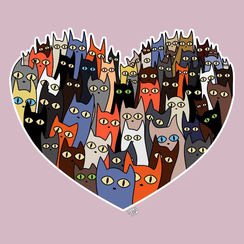 Conception de cœur avec des chats mignons