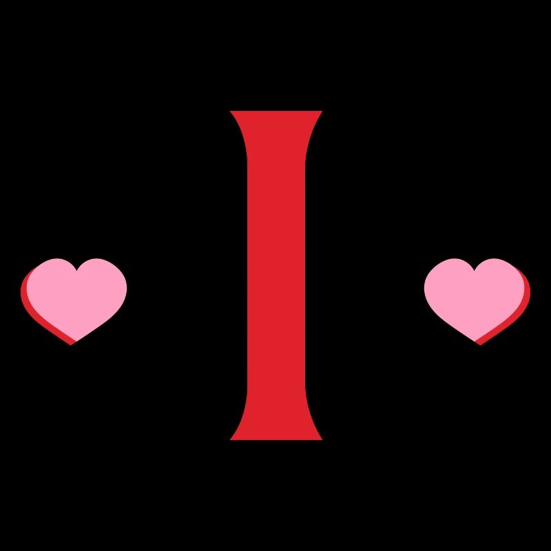Letter i red hearts