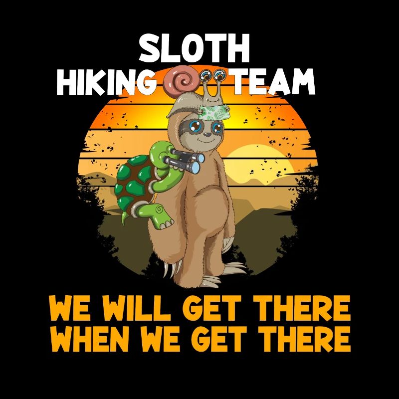 Snail Tortoise Sloth Hiking Team Vintage