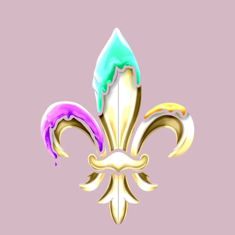 Fleur de lys dorée avec vert pourpre et or