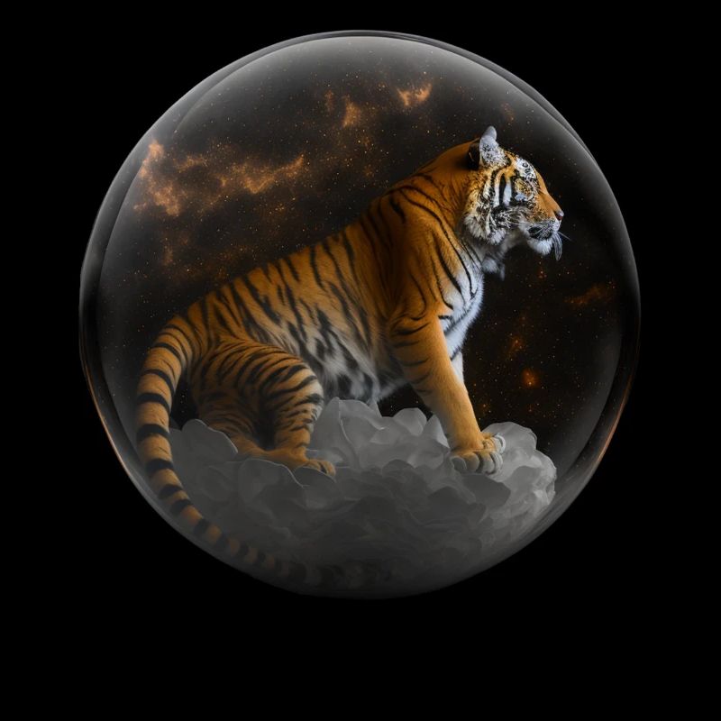 Tiger Glas Tier Wolke Raubkatze Geschenk Kunst