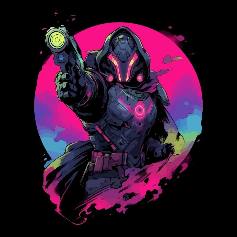 Epic Gamer Guardian dans les couleurs Vaporwave Synthwave