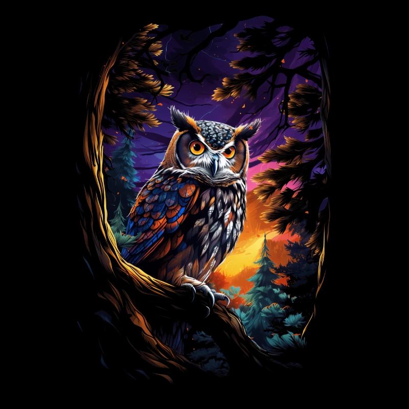 Schöne Eule mit großen Augen in der Nacht