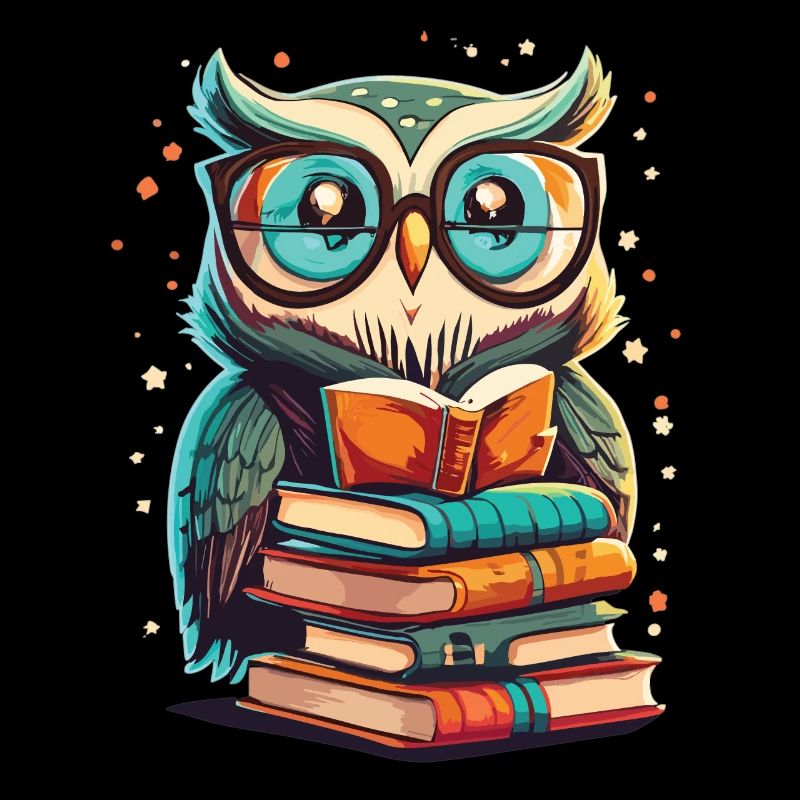Eule auf einem Bücherstapel