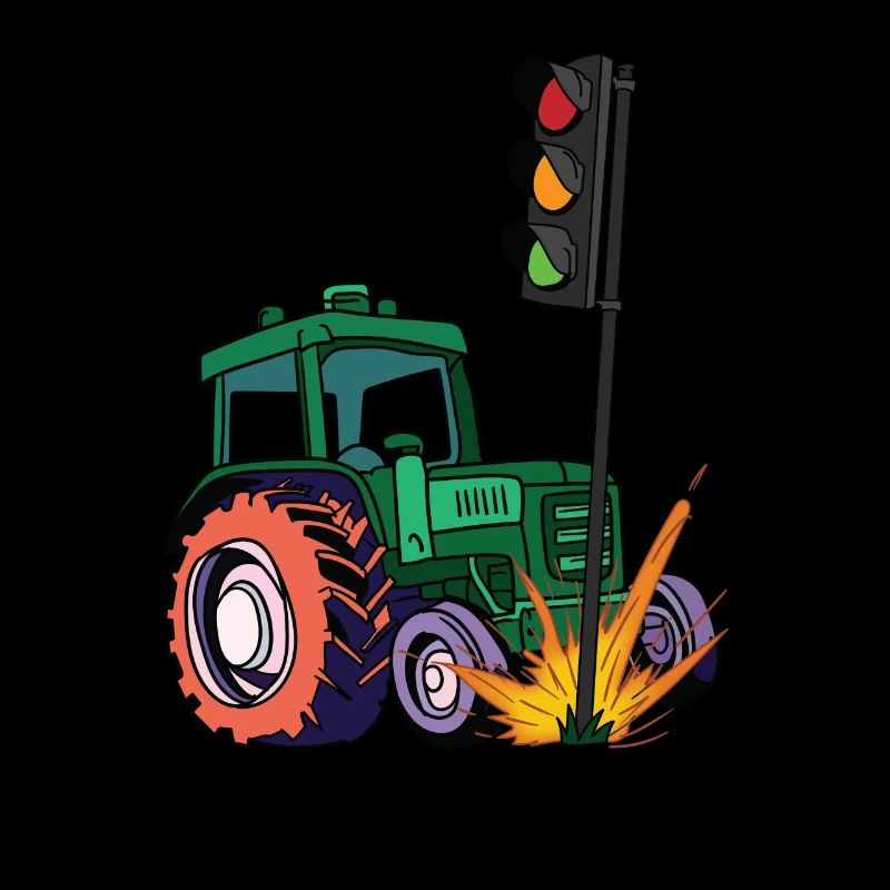 The traffic lights have to go! Tractor rams traffic light