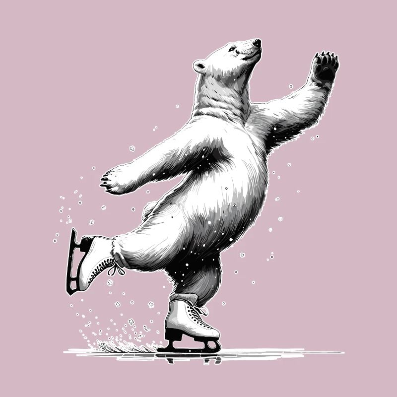 Polar bear loves ice skating Arctic North Pole