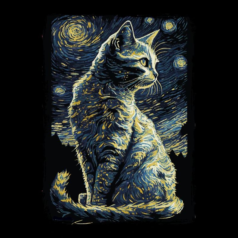 Cat Starry Night
