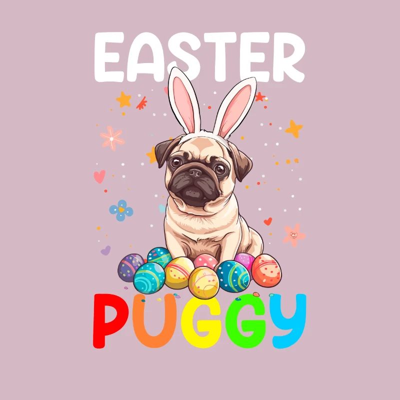 Pug easter eggs Hunting easter day