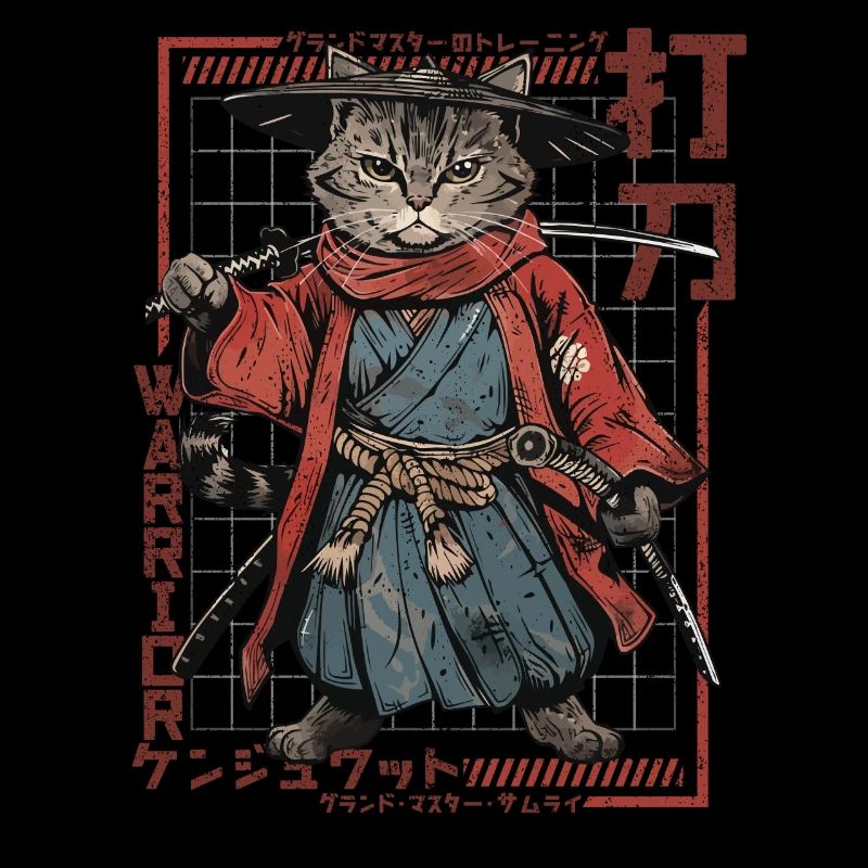 Samurai Cat Kawaii Japanische Ninja Katze