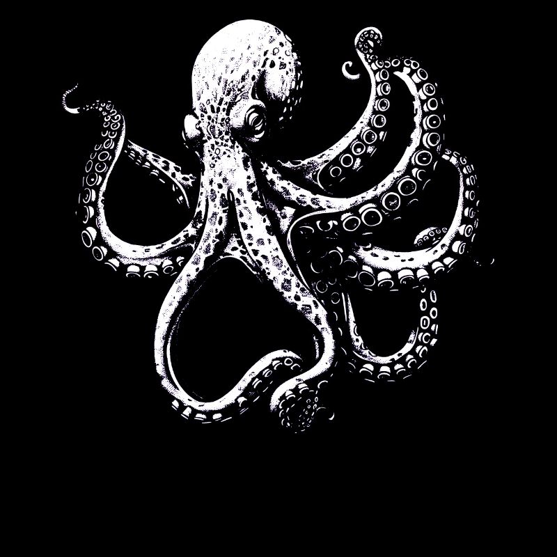 Illustration complexe de pieuvre en noir et blanc