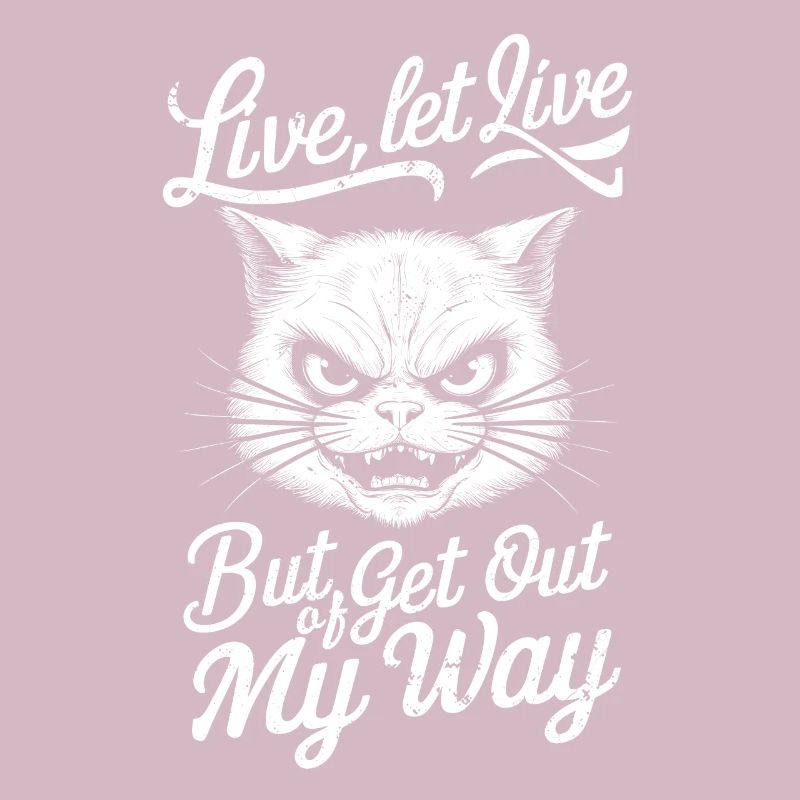 Conception de typographie de chat en colère ludique Live Let Live