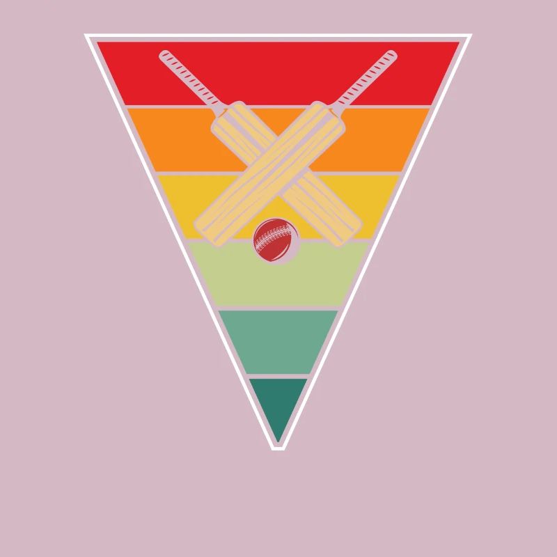 Retro Cricket Player Triangle Vintage