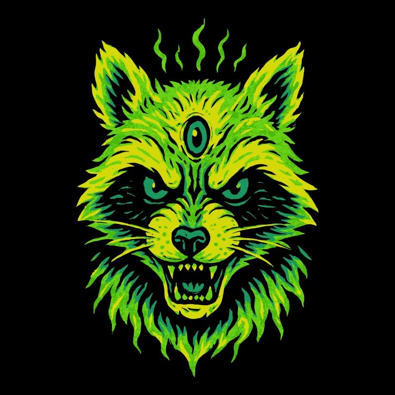 Mystical raccoon with third eye