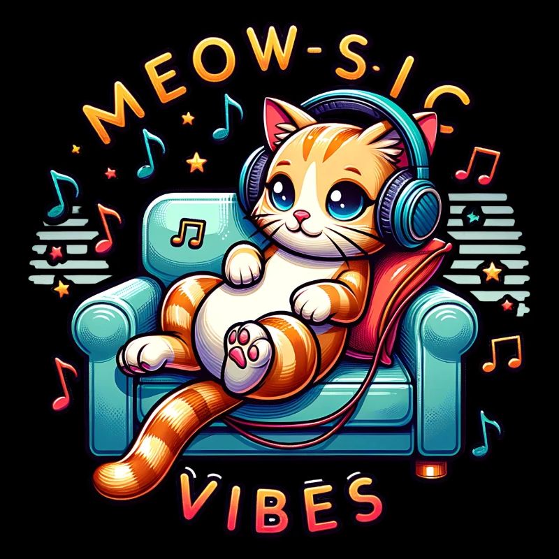 Meow-Sic Vibes: Entspannte Katze Mit Kopfhörern
