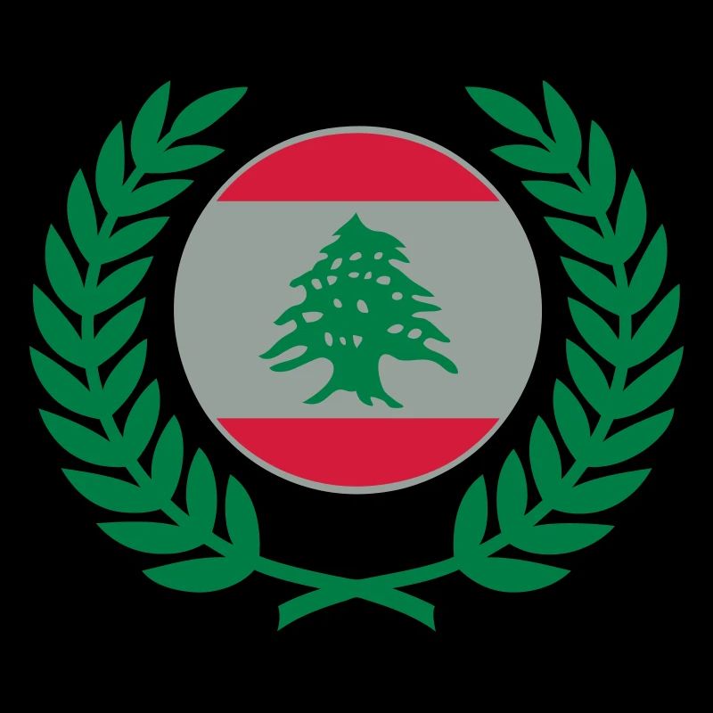 Libanon (Flagge & Lorbeerkranz)