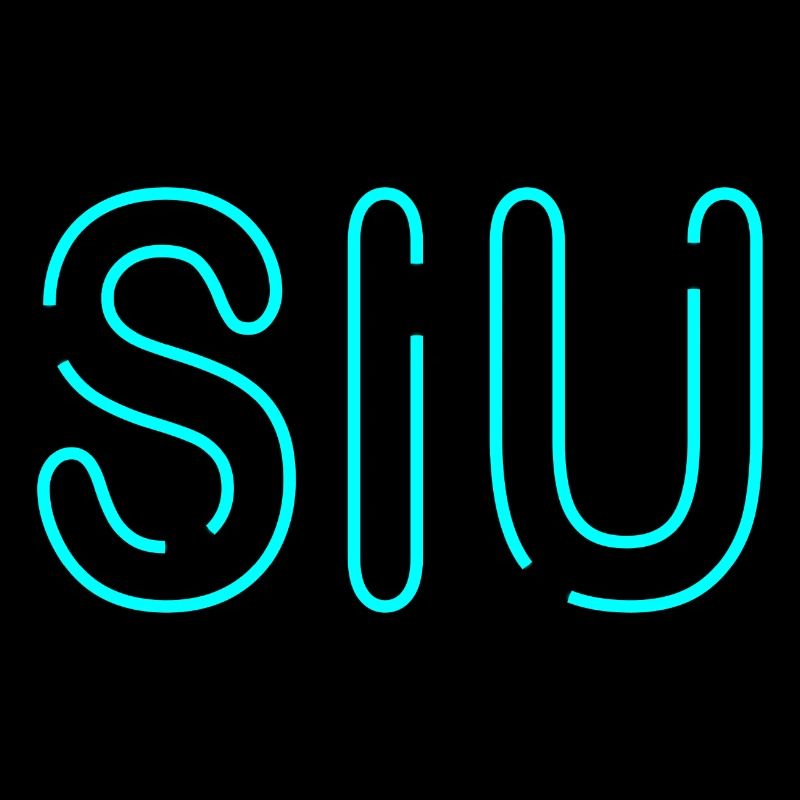 Jugendwort - Siu - dünne Neonschrift in hell blau