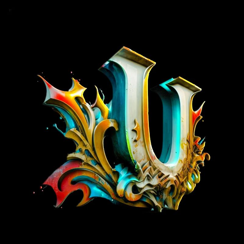 Graffiti Buchstabe U mit👑