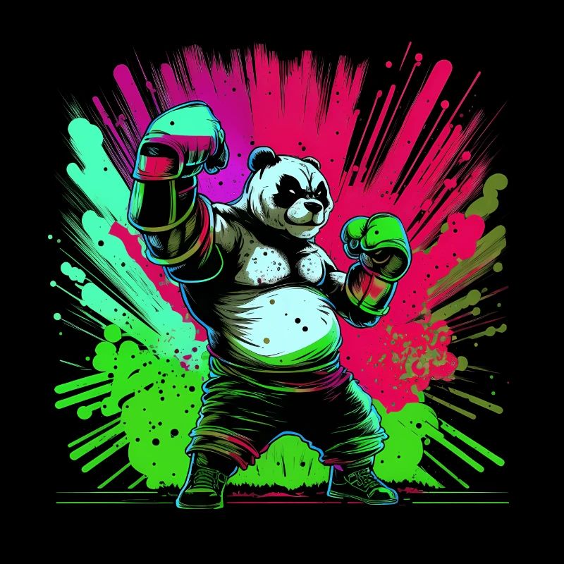 Cooler bunter Panda Boxer MMA Kampfsport